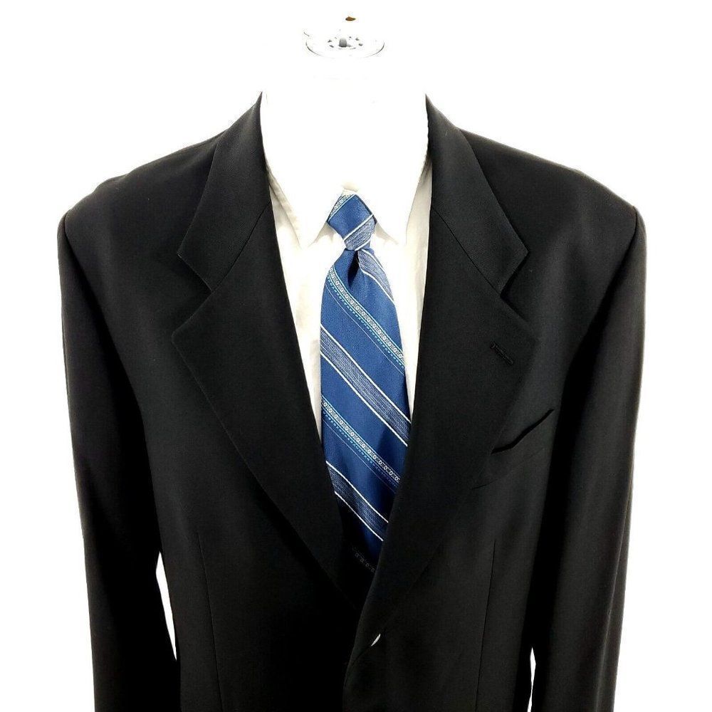 Joseph & Feiss Internatioinal Wool 3 Silver Button Blazer 40L Black